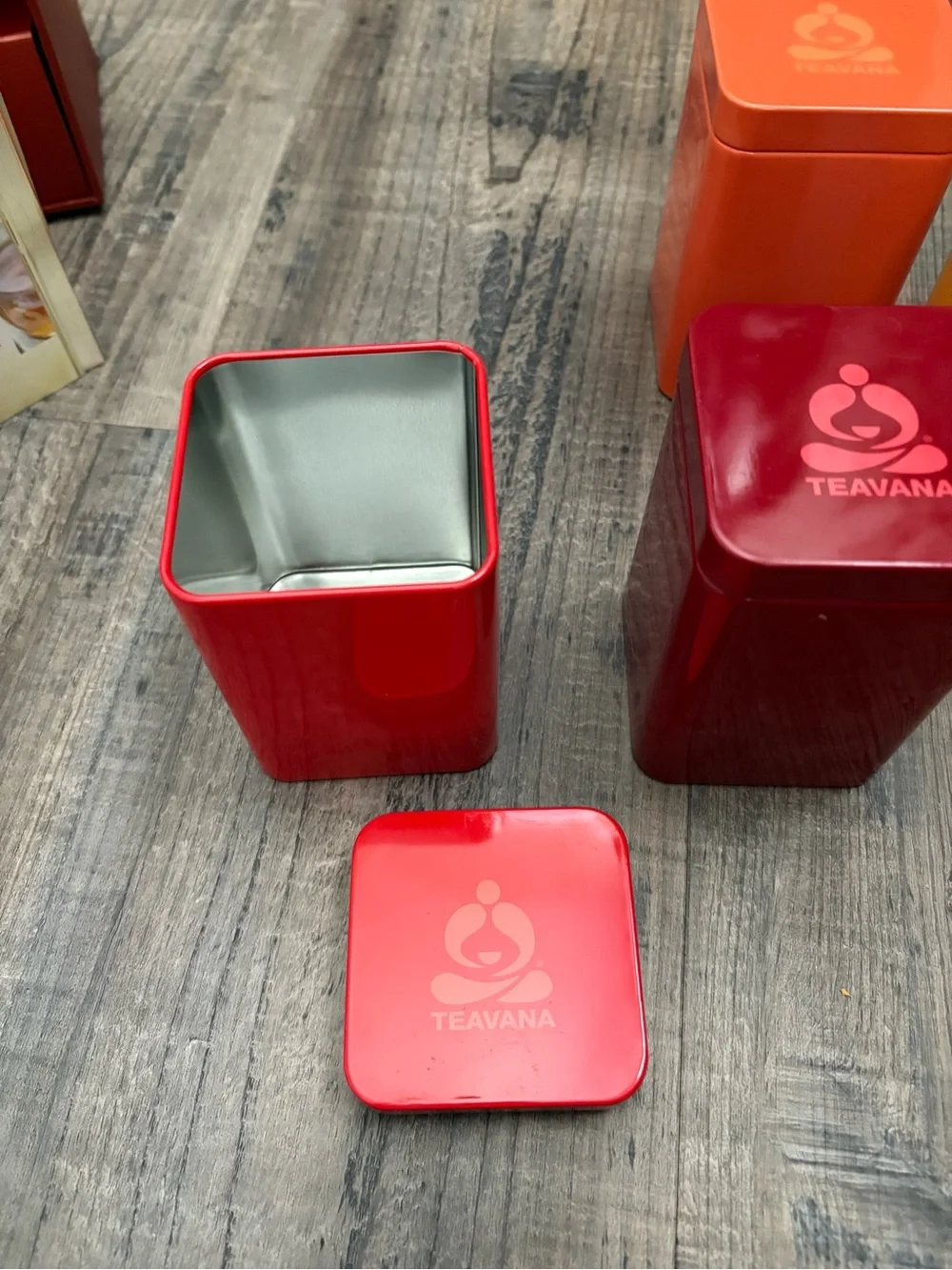 Vintage Teavana empty canister set with brand new perfect tea maker in box